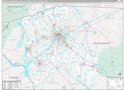 Greenville-Anderson-Mauldin Metro Area Wall Map Premium Style 2026